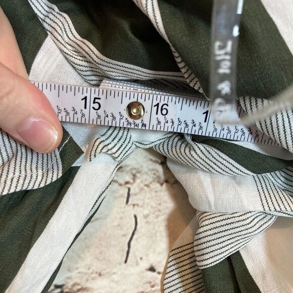 Hot & Delicious Dress Womens Medium Green Striped Ruffle Balloon Sleeve Boho - Picture 12 of 13